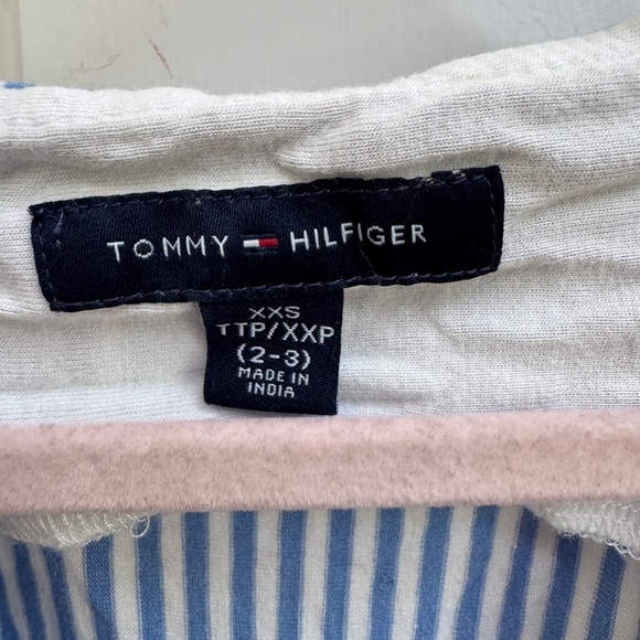 Tommy Hilfiger 2-3T Girls Blue Striped Kids Short Sleeve Dress - Picture 5 of 6